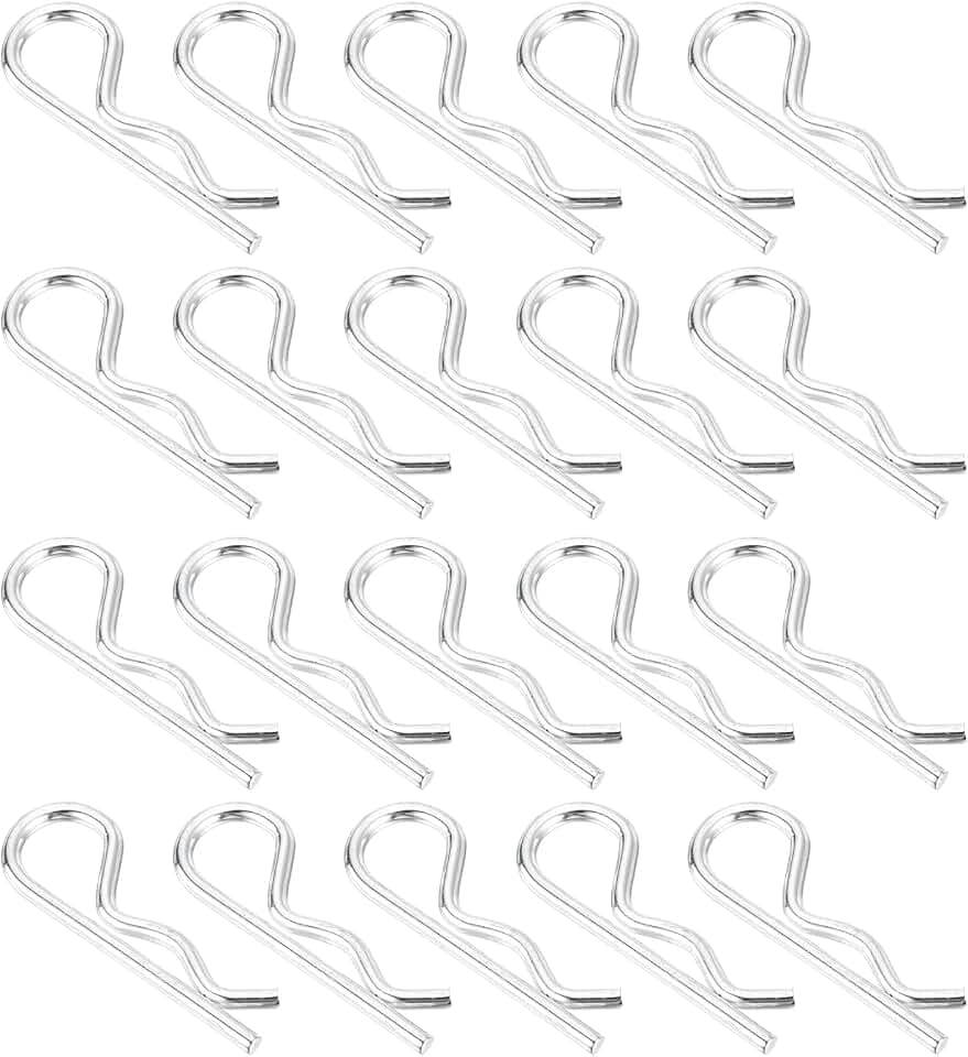 sourcing map 100 Stück 2,5 mm x 40 mm verzinkter Karbonstahl R-förmige Federspinte R-Clips Splint-Federverschluss für Haushaltsgeräte, Sportgeräte, Automechaniker-Reparatur (weiß)