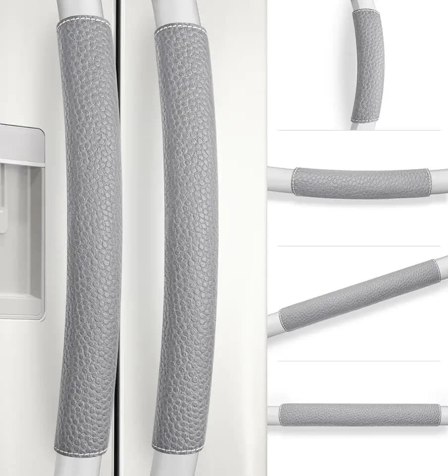 Refrigerator Door Handle Covers, Set of 6, Adjustable Appliance Handle Covers, Keep Your Kitchen Clean, Microwave Oven Stove Dishwasher Handle Protector, Non Slip Fridge Handle Cover (Gray)