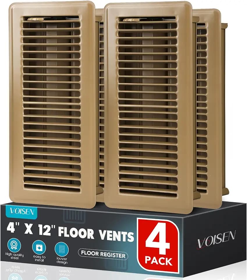 VOISEN Floor Register 4x12, 4 Pack Brown Floor Vent Covers
