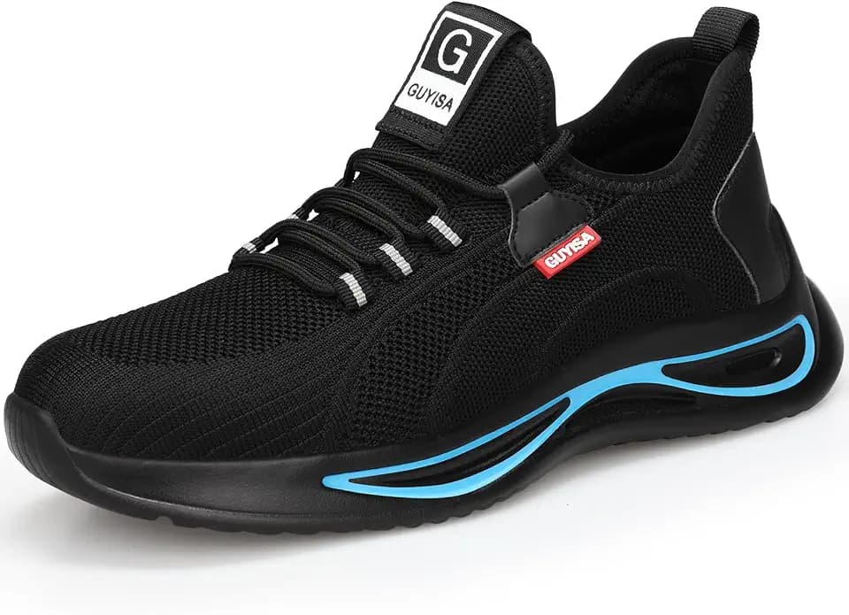 GLANOUDUN Steel Toe Shoes for Men Lightweight Safety Toe Work Shoes Black