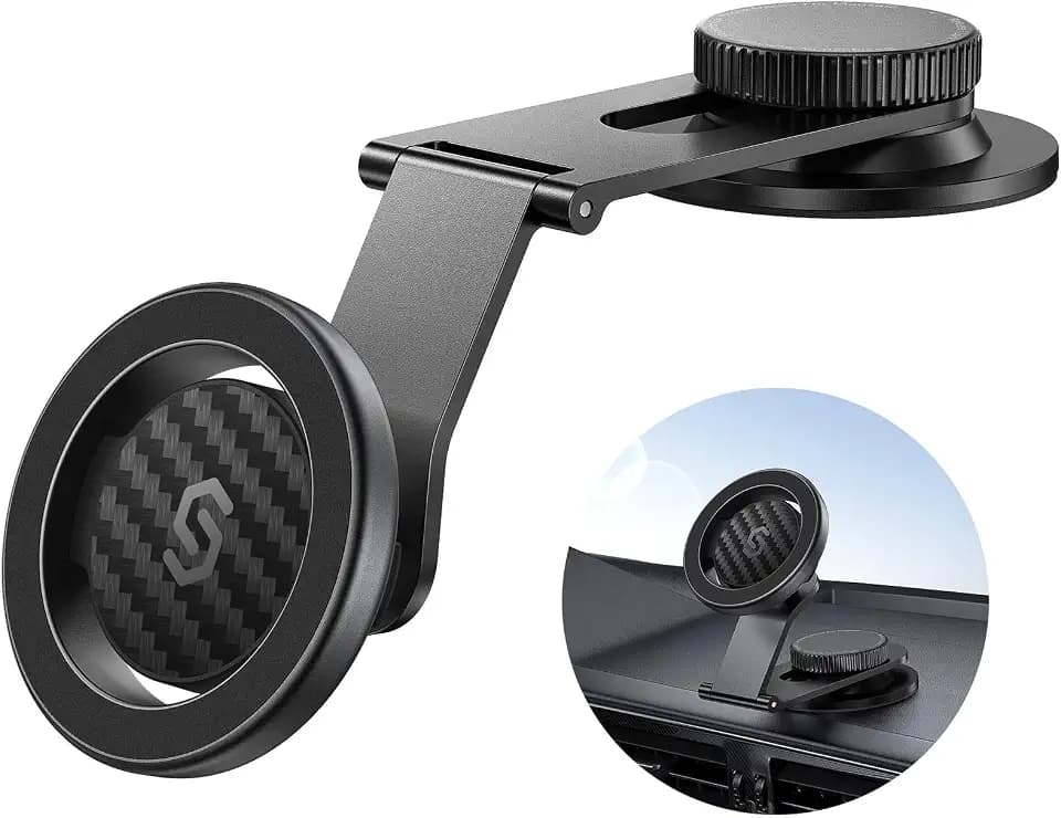 SYNCWIRE MagSafe Car Mount for Dashboard,Foldable Aluminum Arm,Black