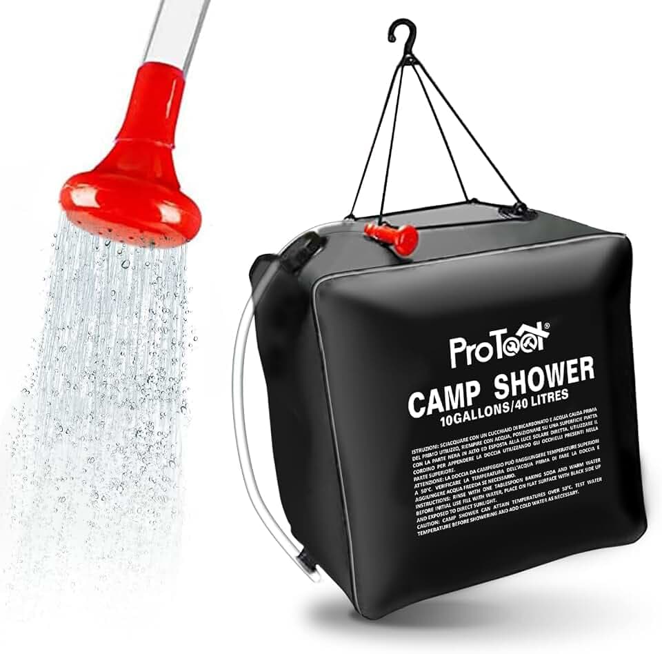Cable Technologies Solar-Duschtasche für Camping, 20 l/40 l, Solarheizung, Maxi, tragbare Dusche mit abnehmbarem Schlauch und Duschkopf für Camping, Wandern, Wandern im Freien