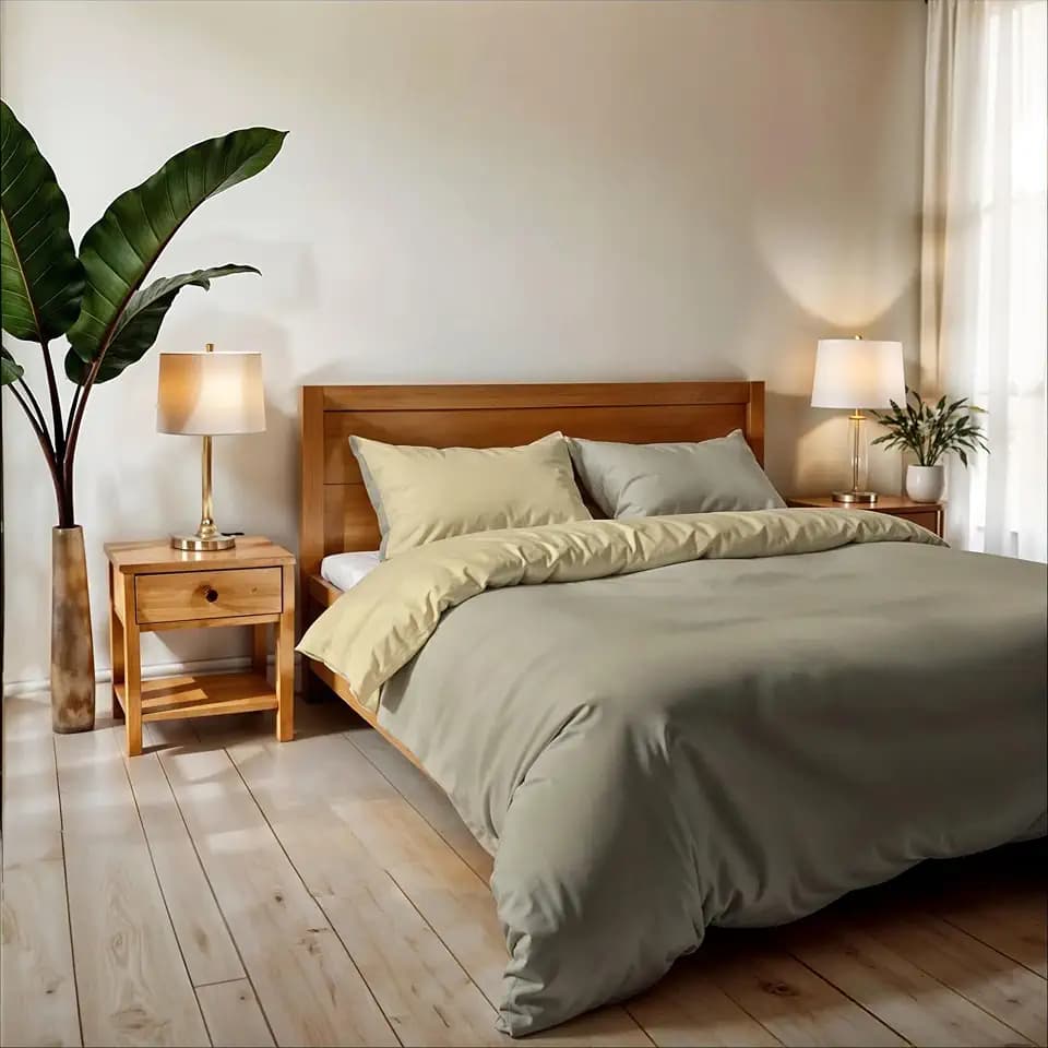 Italian Bed Linen Doppelbett-Bettbezug, Uni Double Face, Bettwäsche-Set Vera, mit Bettdeckenbezug 250x200 cm mit Umschlag 20x50 cm + 2 Kissenbezüge 50x80 cm Taupe/Ecru