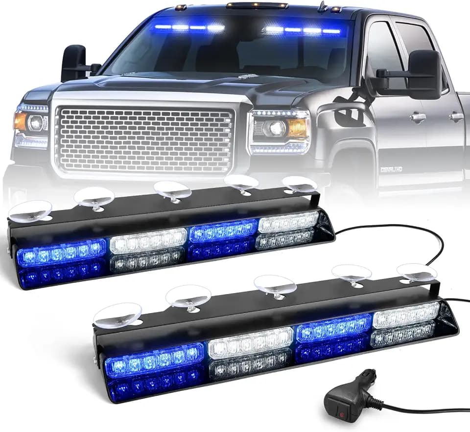 HLauto 2x16.8 inch Dash Strobe Lights, 48 LED Visor Light Bars