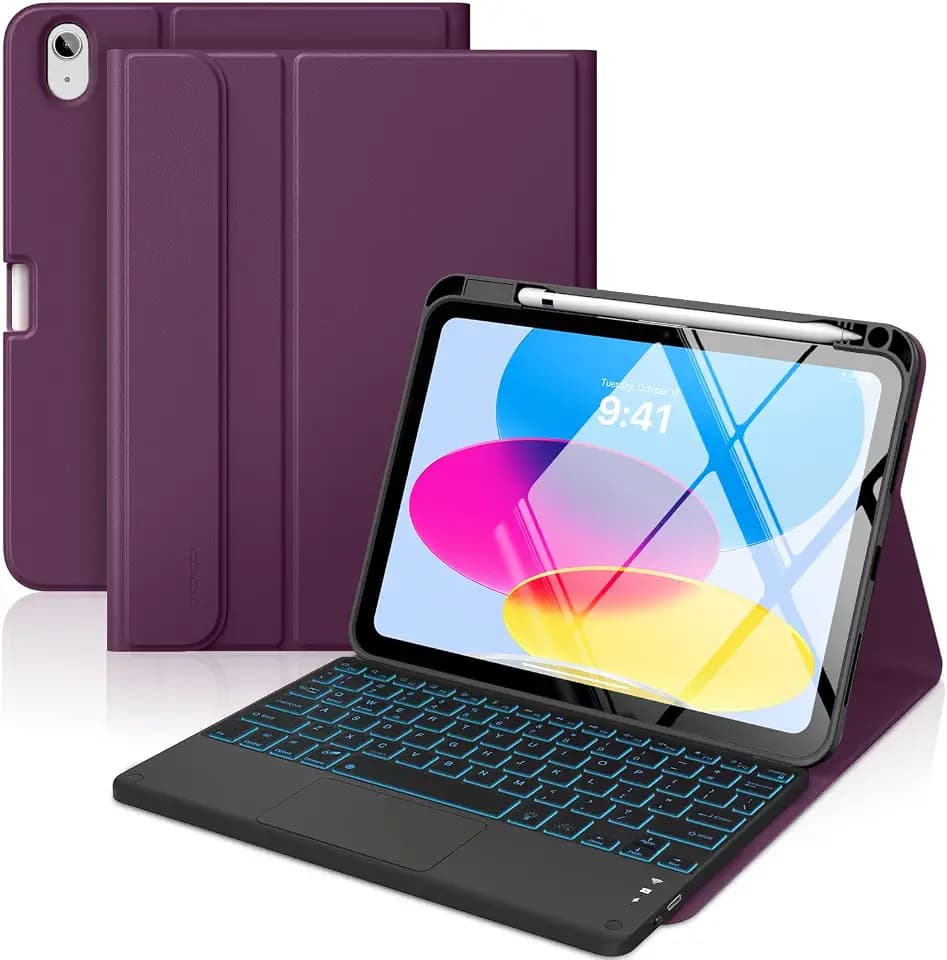 MoKo Touch Keyboard Case for iPad (A16) 11th/10th Gen,Viola