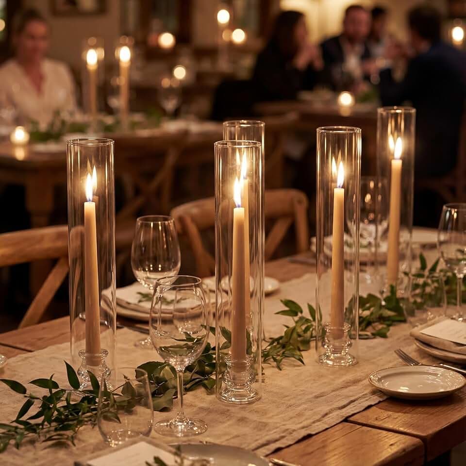 Hurricane Glass Candle Holders Set of 10 Clear Candlestick Holders