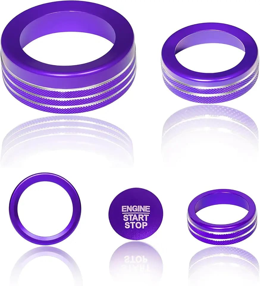 for Ford Maverick 2025 2026 Accessories Interior Decor Gear Shift 4WD Engine Start Stop Headlight Volume Radio Control Switch Center Consoles Knob Cover 5Pcs Aluminum Alloy (Purple, 2025-Up)