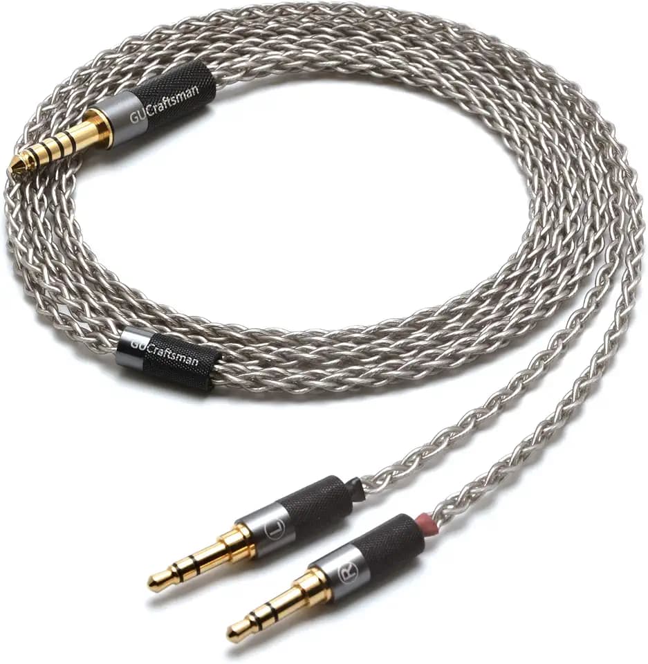 6N Single Crystal Silver Upgrade Cable 2.5mm/4.4mm Balanec Headphone Upgrade Cables for Beyerdynamic T1 2nd T5P 2nd T5P 3nd Final d8000Pro Denon AH-D5200 AH-D7200 AH-D9200 (3.5mm Plug)