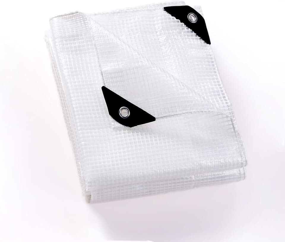 GUARD SHIELD Abdeckplane Wasserdicht mit Osen Netzplane 5x5 m Transparente-weiß Plane 150g/㎡ Gewebeplane Schutzplane Allzweckplane, Reißfest, UV-stabilisiert