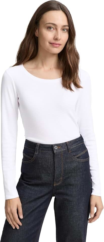 Tom Tailor Damen 1048492 Basic Langarmshirt (1er Pack)