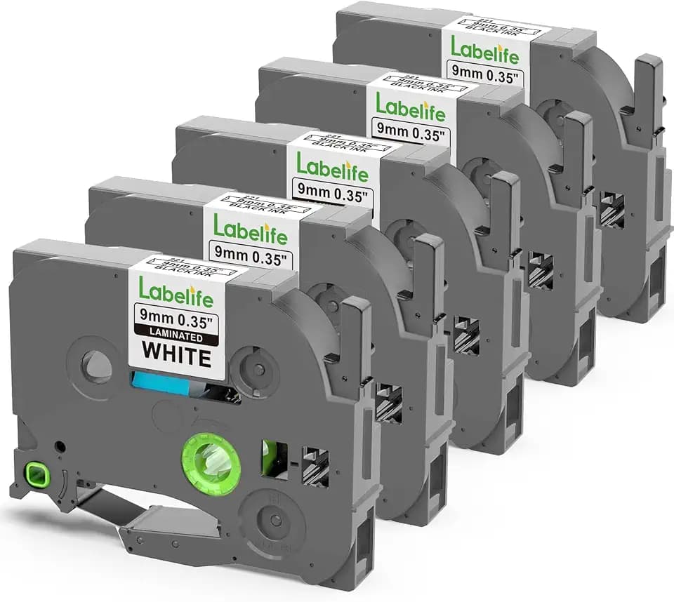 TZe-221 TZe221 Replacement for Brother P Touch Label Maker Tape 9mm 0.35''