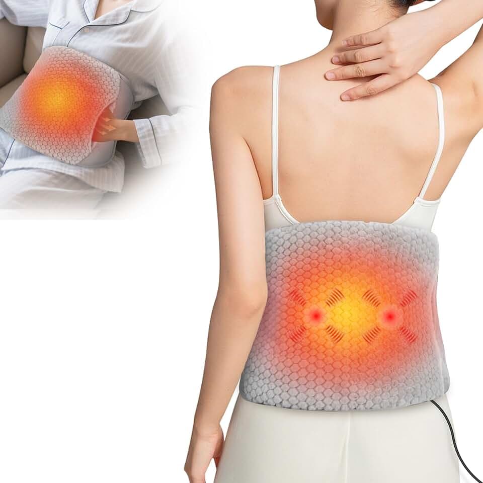 COMFIER Massage Wärmegürtel gegen Rückenschmerzen,87-146cm verstellbare Riemen,Heizgürtel mit 3 Modi, 3 Intensitäten,mit Timer