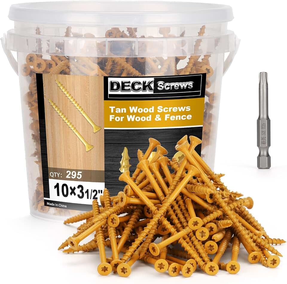 Deck Screws #10 x 3-1/2’’, T25 Star Torx Drive Flat Head Wood Screws, Tan, 5lb
