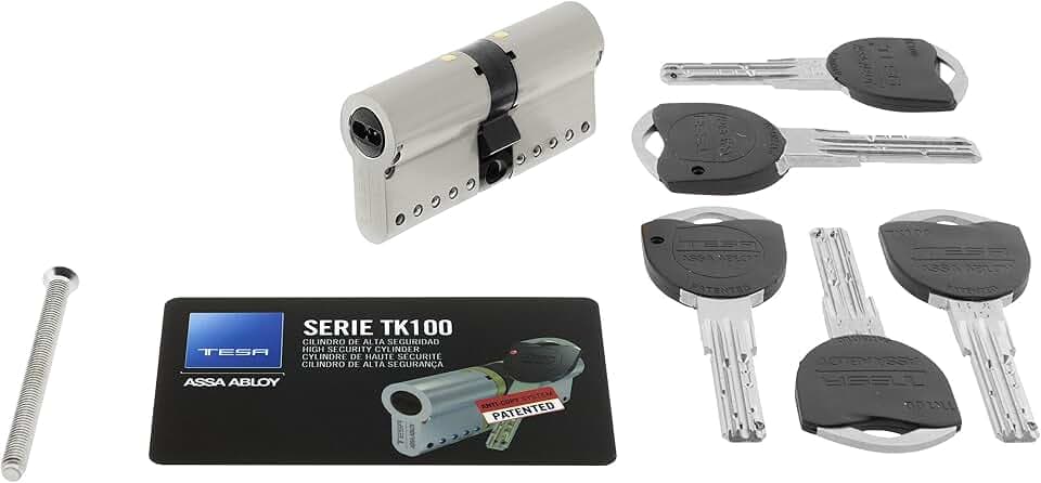 TESA TK153050N Europrofilzylinder TK100, 30 x 50 mm, vernickelt, Sicherheitszylinder