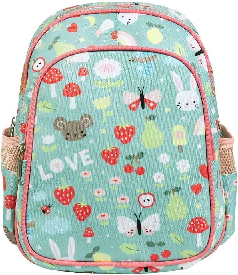 A Little Lovely Company Rucksack | Kinderrucksack Leicht Schultasche Mädchen Jungen Grundschule 4-8 Jahre Rucksack Mädchen Jungen Reisen mit Brustgurt Isolierte Fronttasche, Joy, Middelgroot