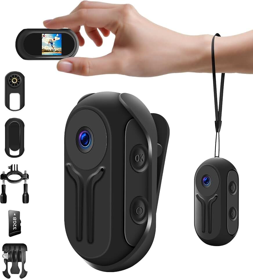 360° Action Kamera, 1080P Wearable Actionkameras, Mini Bodycam Körperkamera, Motorrad Sportkamera mit Multifunctional Accessories, POV Camera, Actioncam für Abenteuer