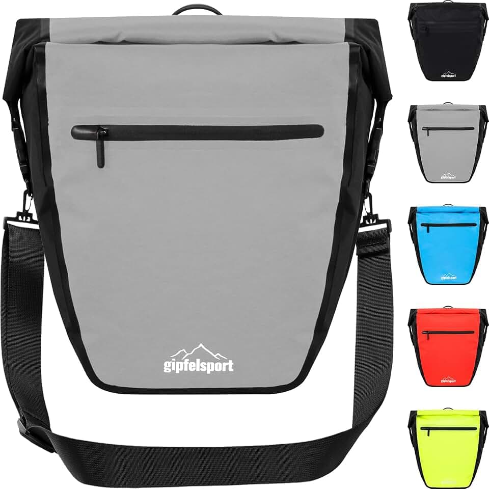 gipfelsport Fahrradtasche für Gepäckträger - Gepäckträgertasche I Fahrradtaschen, Satteltaschen mit 21l Volumen I wasserdicht, reflektierend, grau