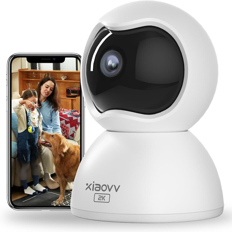 XIAOVV 2K Indoor Security Camera, Pet Camera with Phone App, 2.4GHz WiFi, 360 PTZ,Motion Detection, 2-Way Audio, Color Night Vision for Dog/Baby Monitor/Elder