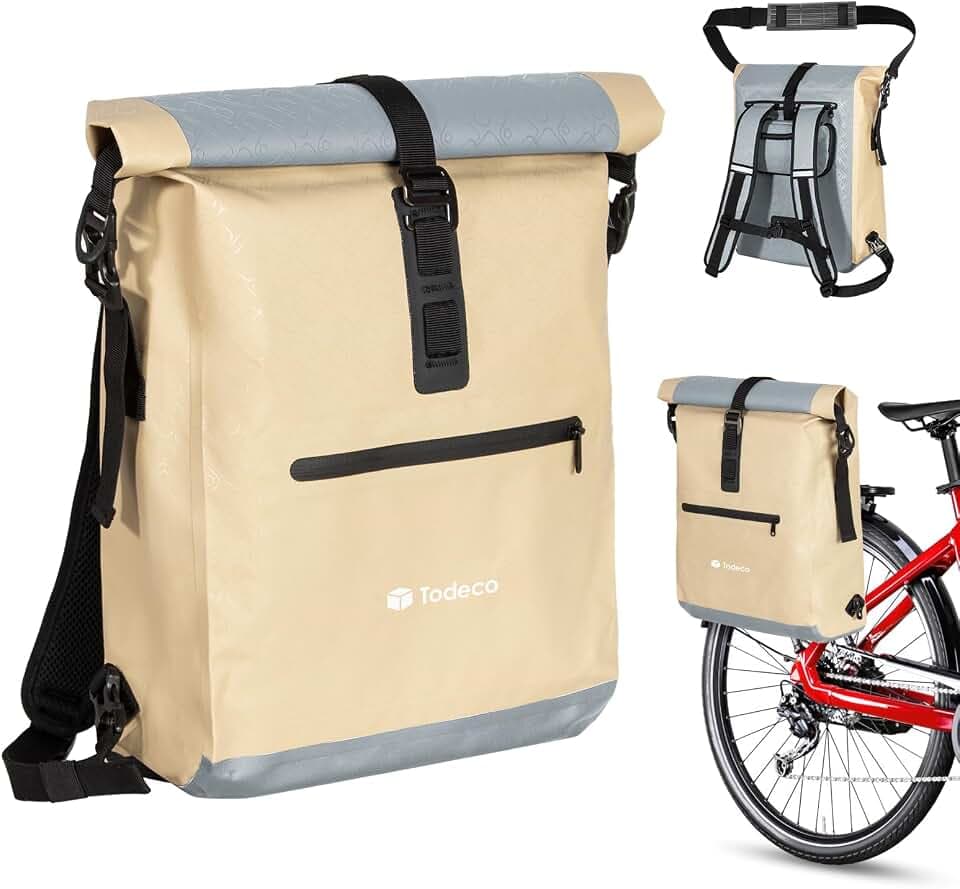 Todeco 3 in1 Fahrradtasche Gepäckträger 20L Beige