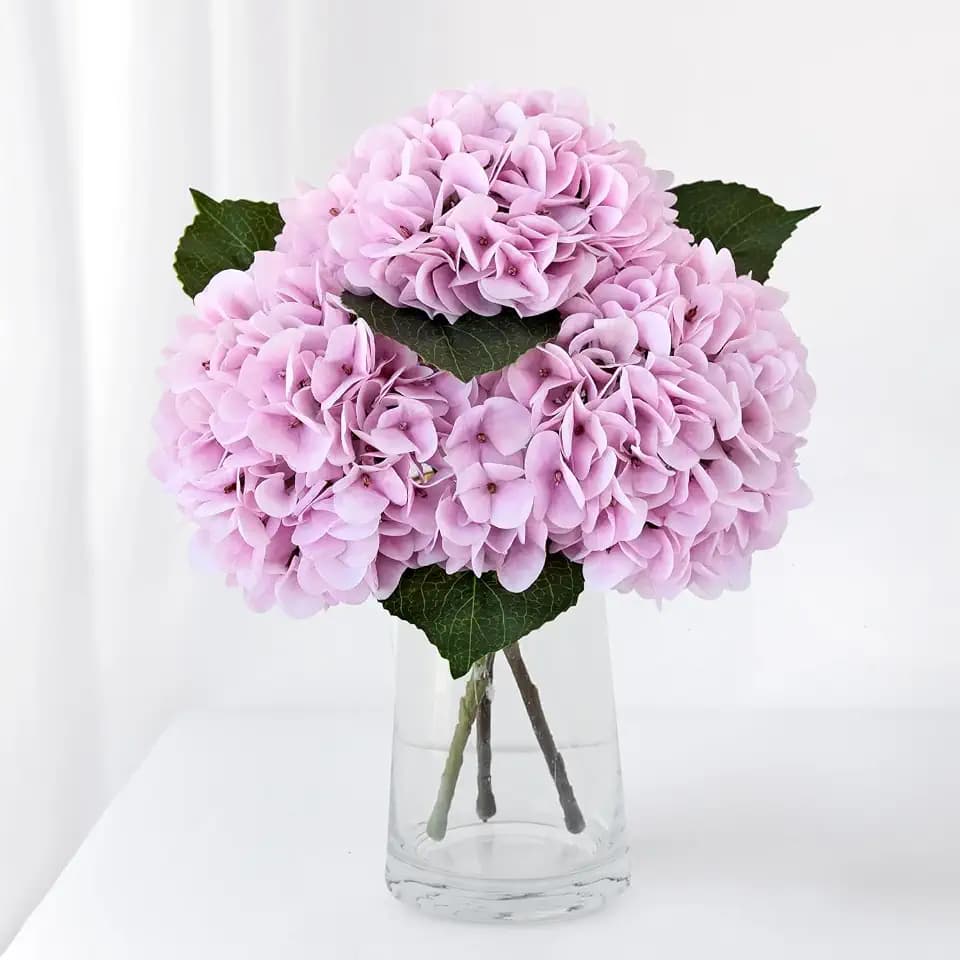 ZYTUYO 20" Real Touch Pink Hydrangea Artificial Flowers with Stems, 3PCS
