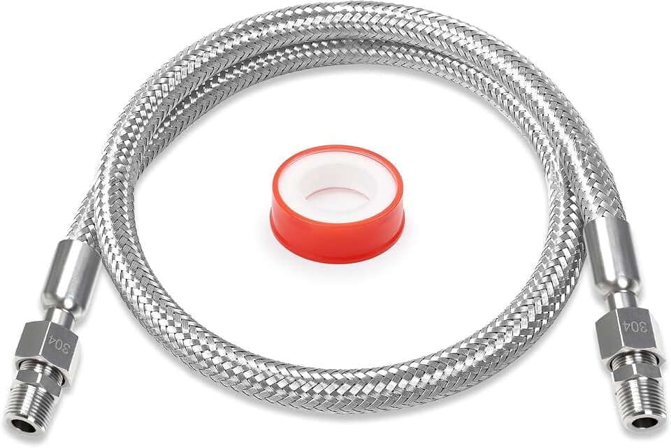 1/4" x 40" Stainless Air Compressor Jumper Hose with NPT Adapters