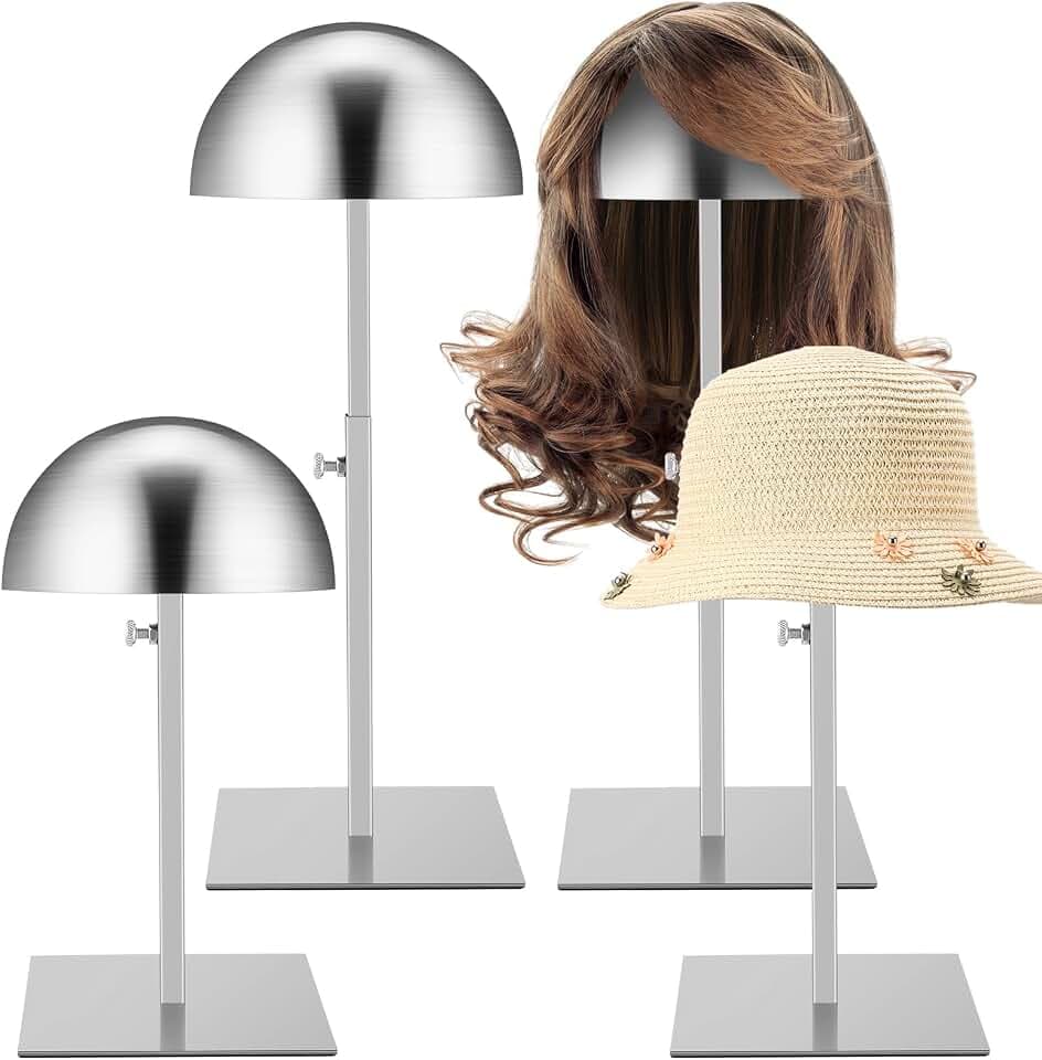 Sintuff 4 Pcs Metal Hat Stand for Display 7.9-15.7", Square Base, Silver