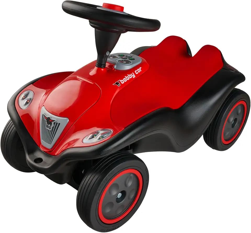 Big Bobby Car Next 2.0 (rot) - Rutschauto ab 1 Jahr mit LED-Licht, Stauraum, Sound-Lenkrad, Flüsterreifen und neuen Funktionen, Fahrzeug für Kinder von 1-5 Jahre (max. 50 kg)