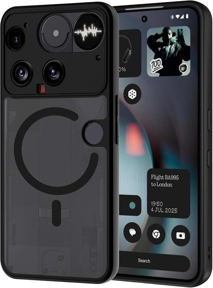 AOMYKE für Nothing Phone (3) Hülle Magnetisch, [Kompatibel mit MagSafe] Handyhülle für Nothing Phone 3 Transluzente Matte Anti-Fingerabdruck Kratzfeste PC Rückseite + TPU Bumper, Schwarz