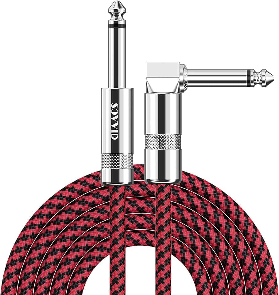 Guitar Cable 10ft, Professional Instrument Cable Electric Guitar AMP Cord, 1/4 inch TS Cable for Guitar Bass Mandolin Keyboard and Pro Audio (Red)