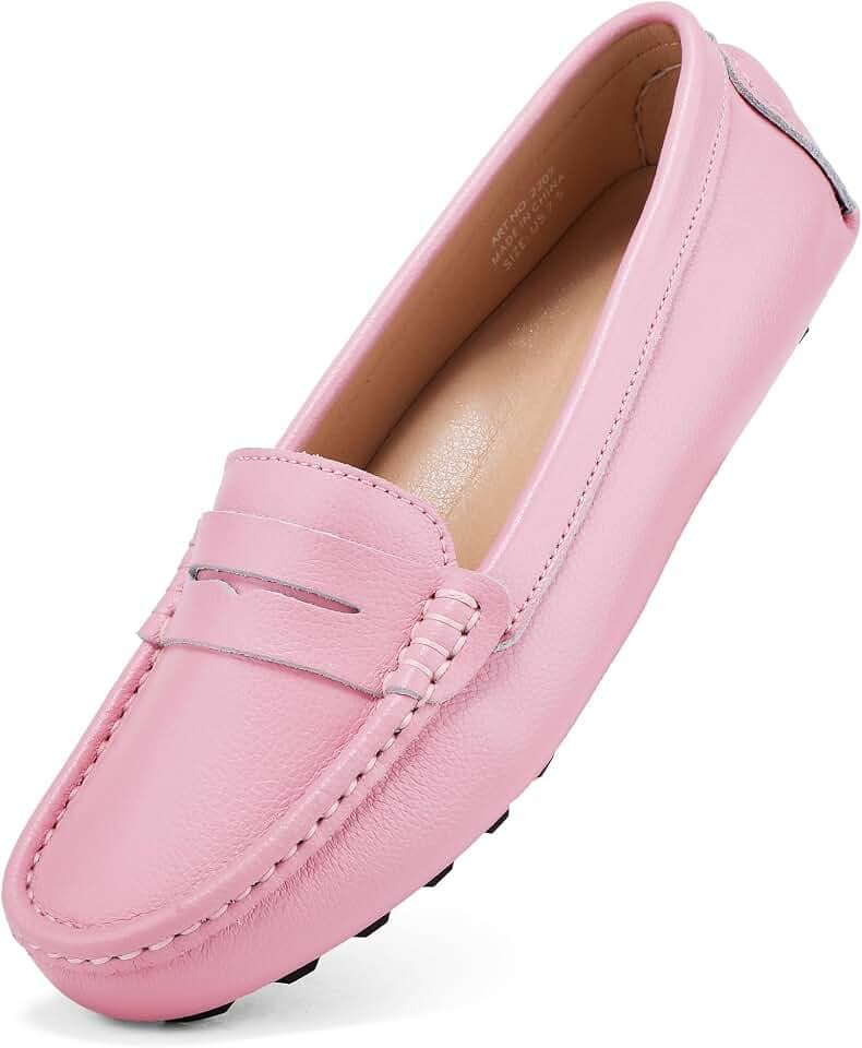 BEAUSEEN Women's Genuine Leather Penny Loafers Classic Driving Moccasins Casual Slip On Comfort Women Loafer Shoes