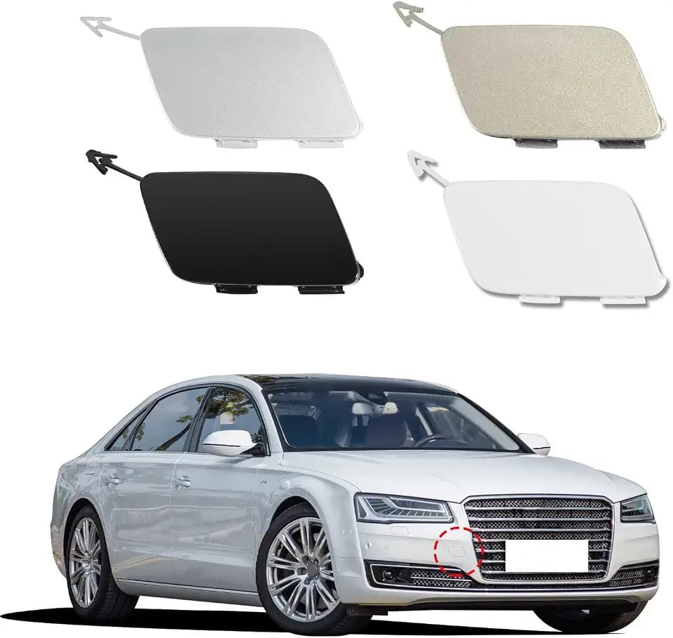 Car Front Bumper Tow Hook Cover Cap Towing Eye Fit for Audi A8 Quattro D4 2014 2015 2016 2017 4H0807241B(White)