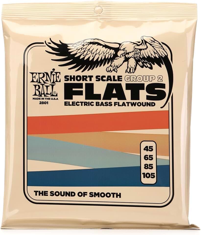 Ernie Ball Flatwound Group 2 Short Scale Electric Bass Strings 45-105 Gauge