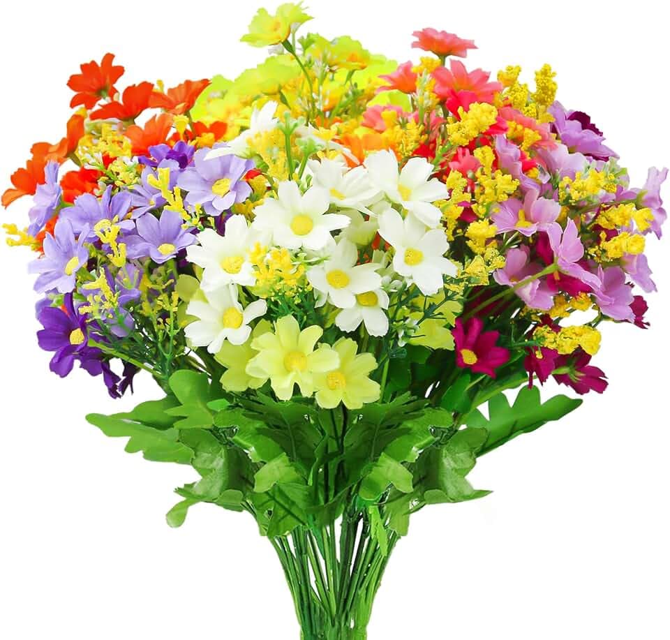 OWLKELA Künstliche Blumen, 6 Bündel von 6, Plastik Blumen