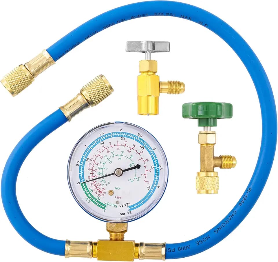 R290 and R600A Charging Manifold Hose Kit with Self-Sealing Can Tap
