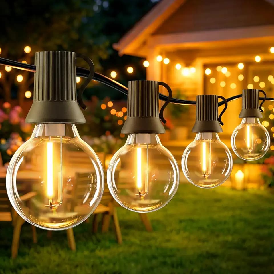 Lichterkette Außen Outdoor LED Strom,20M Aussen Beleuchtung G40 mit Stecker & Timer,8Modi,IP45 Wasserdicht Wetterfest Lichterkette Glühbirnen für Garten Terrasse Party Weihnachten, Warmweiß