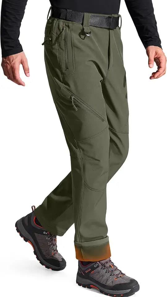 FREE SOLDIER Men's Fleece Lined Pants Softshell Snow Ski Pants