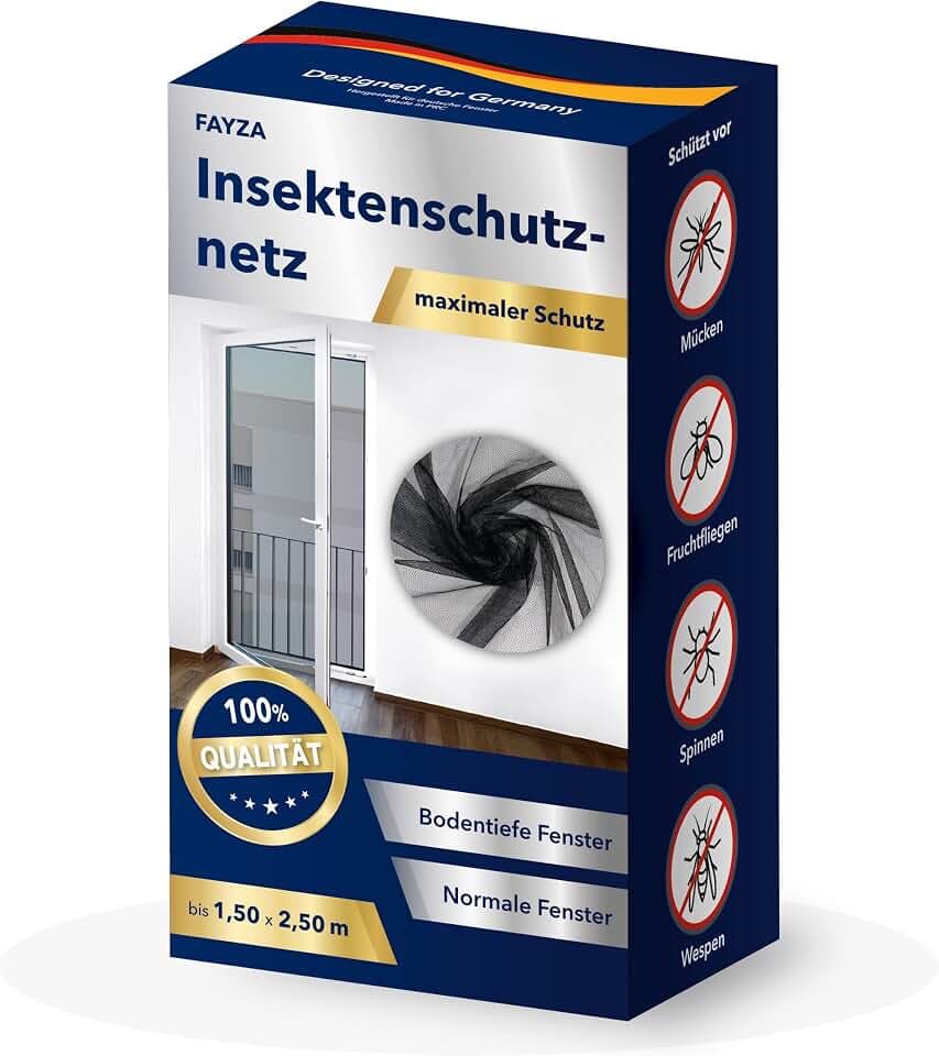 FAYZA Fliegengitter Fenster groß 1,50x2,50m für bodentiefe Fenster - Premium Qualität - Insektenschutz Fenster - Moskitonetz - Fliegennetz Fenster - Insektenschutznetz - Mückenschutz - Mückennetz