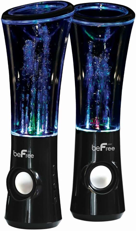 beFree Sound Multimedia Sound Reactive Color Changing LED and Dancing Water Bluetooth Computer Speakers,Black,BFS-Dancing Water