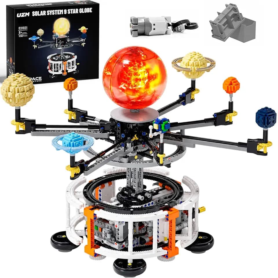 Solar System Building Set with Light, Electric STEM Toys Age 8+,1282pcs