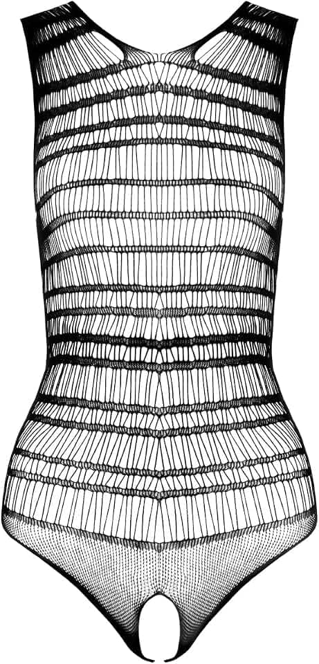Weißer ouvert Body Damen Dessous Netz Body im Schritt offen