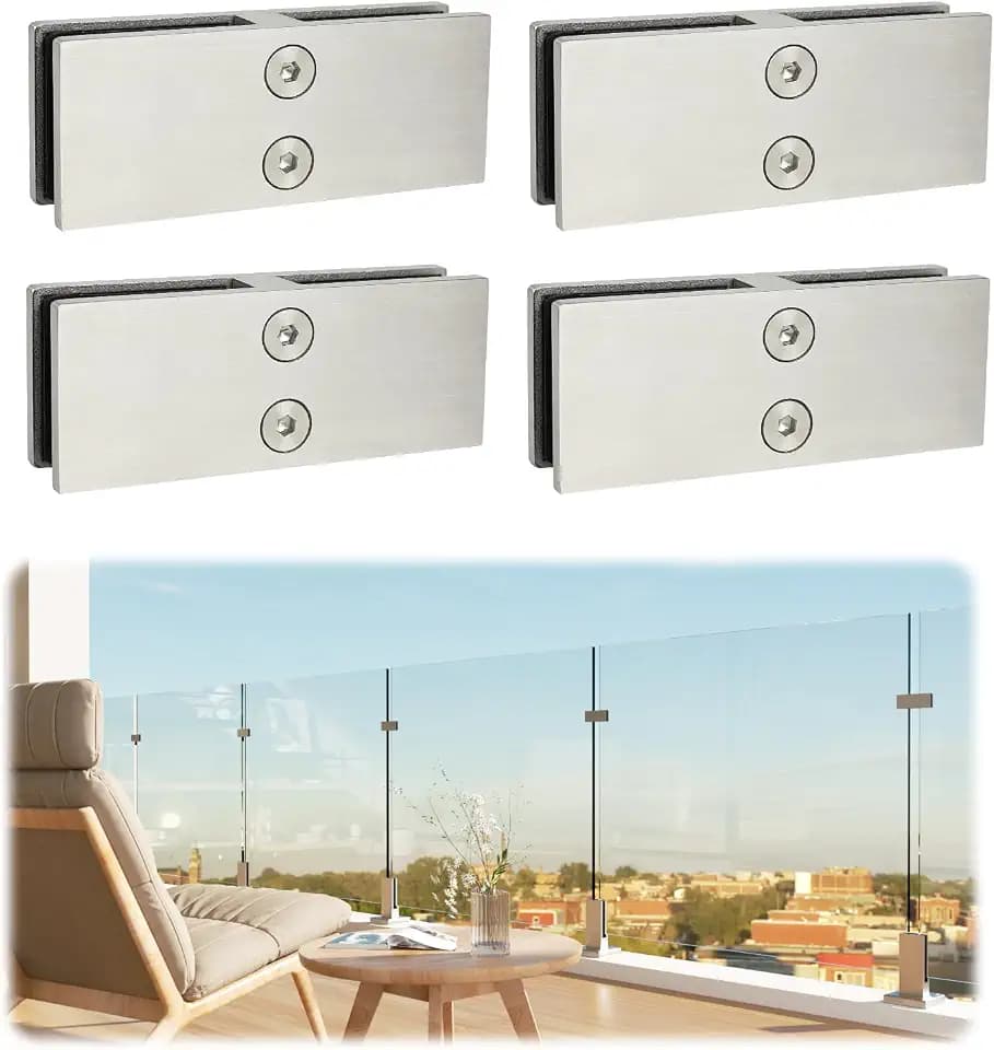 LukLoy 4 Pack 180° Railing Glass to Glass Clamp 304 Stainless Steel