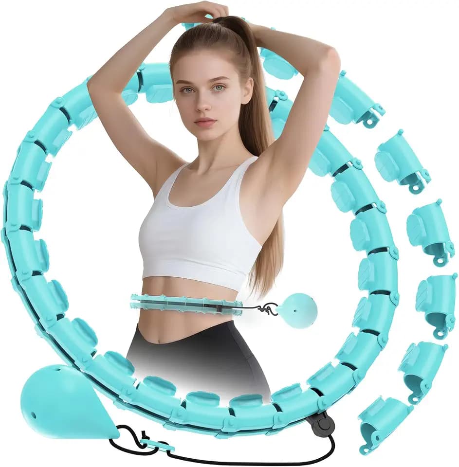 JLoibao Smart Hoop Reifen Erwachsene mit Gewicht Kugel, 24 Knoten Umfang (74-120cm) Abgebauter Fitnessreifenl, Hullahub Reifen Zum Abnehmen für Erwachsene und Anfänger