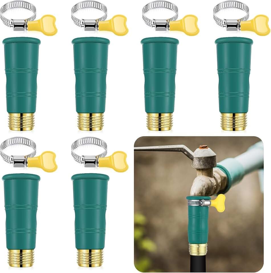 6 Set Universal Faucet Hose Adapter with Clamps Fit 3/4" Connector