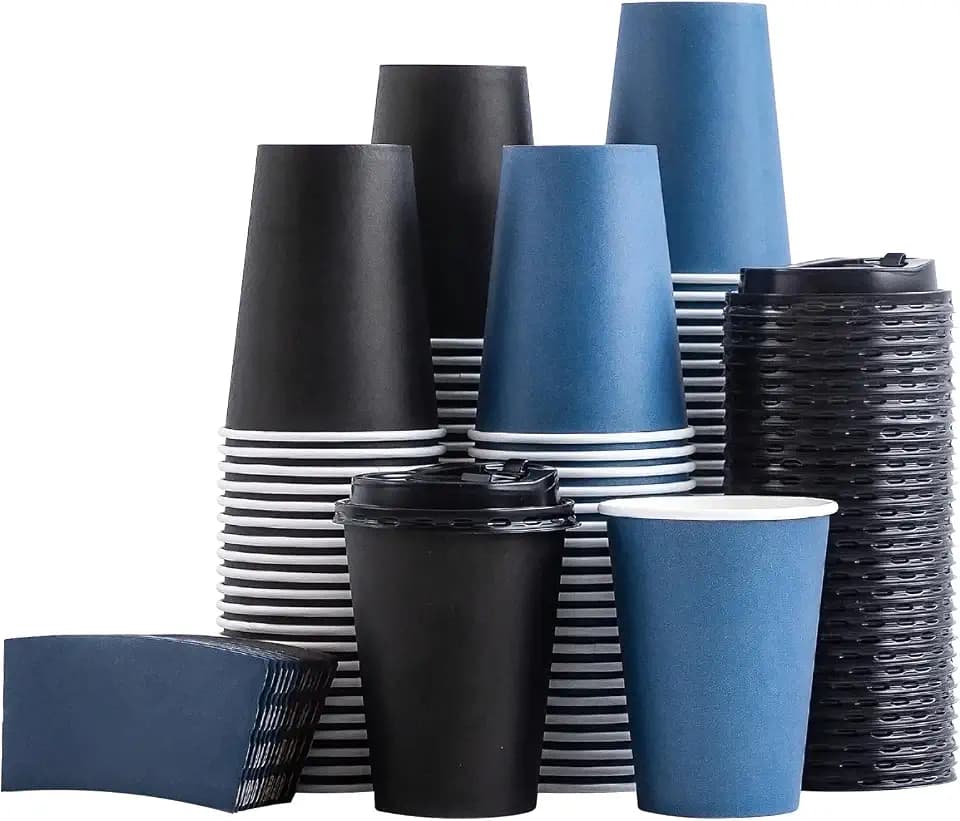 SIUQ 500 Pack 12 oz Coffee Cups with Lids, Disposable Hot Paper Coffee Cups