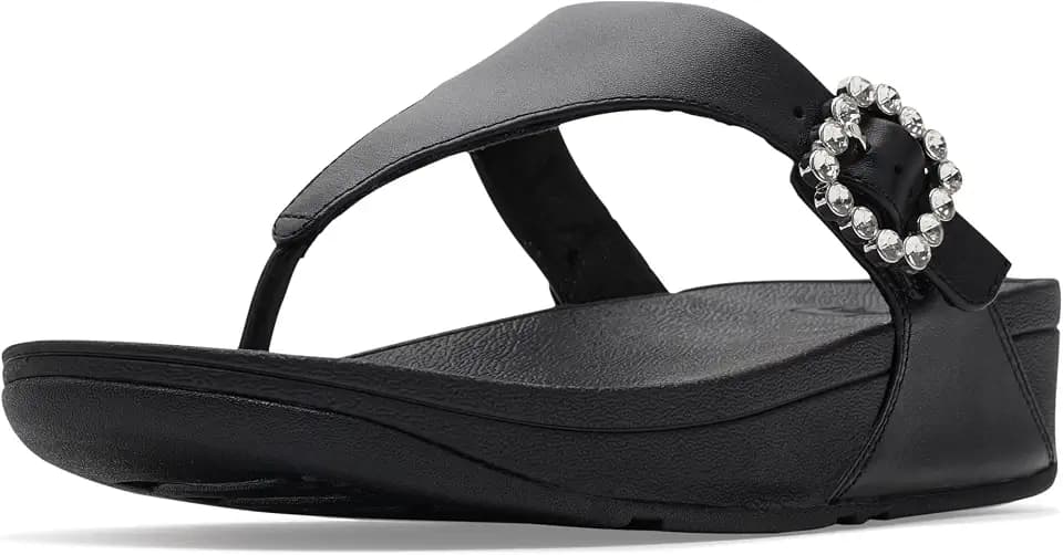 FitFlop Damen Lulu Crystal-buckle Leather Toe-postSchiebe-Sandalen