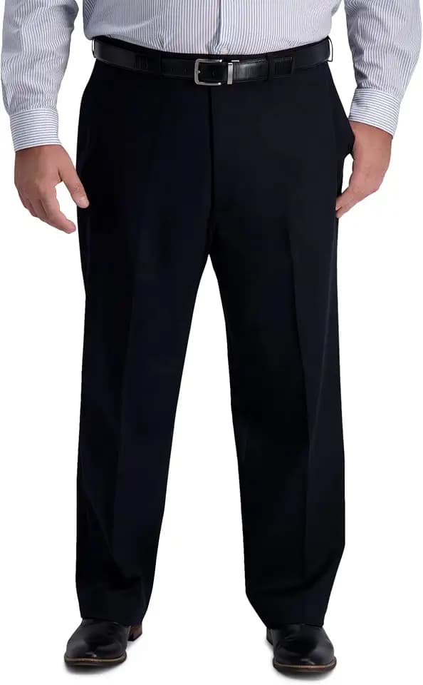 Haggar Men's Big & Tall Iron Free Premium Classic Fit Flat-Front Khaki