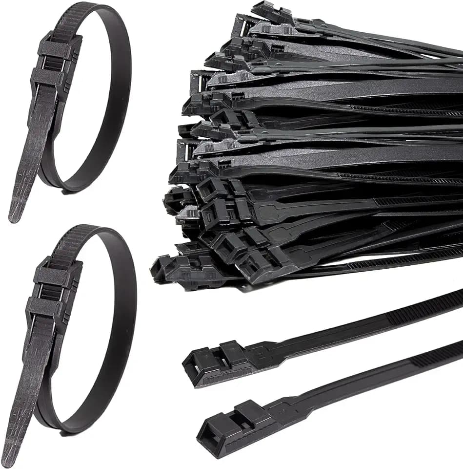 Doppelsperre Kabelbinder Schwarz 260 x 9mm Breite Zip Ties 100 Stück Stark Kabelbinder UV Beständig 90 kg Zugkraft für Kabelmanagement Industrie Gartenbau