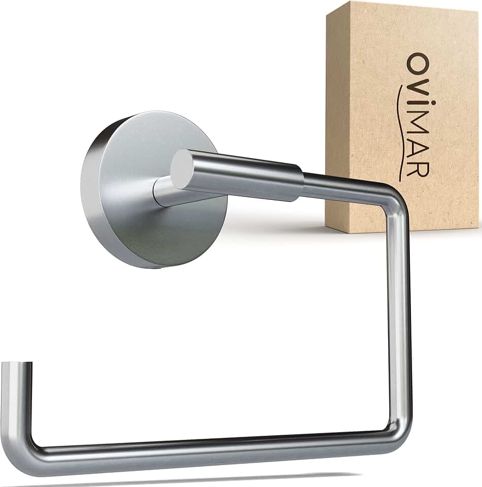ovimar Toilettenpapierhalter Sejero zum Bohren Silber | Klorollenhalter in Edelstahl | Klorollenhalter ohne Deckel | WC Rollenhalter mit Absenkdämpfung zum Bohren | WC Papierhalter
