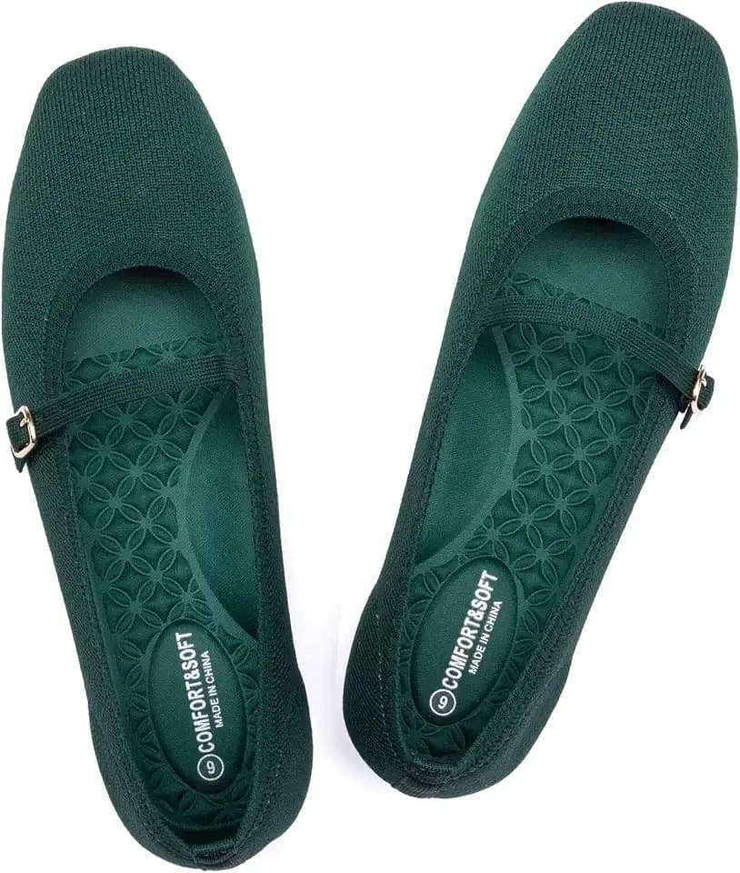 Frank Mully Mary Jane Women Flat Shoes Slip on Square-Toe Washable Shoes Comfortable for Dressy and Work with Ankle Strap