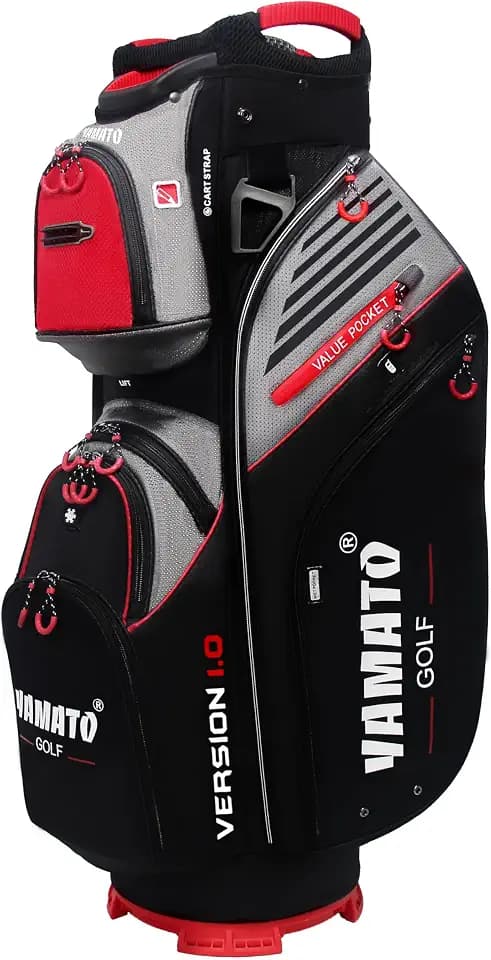 Yamato Golf Cart Bag 14 Way Organizer Divider Top with Handles Cooler Valued Pocket and Rain Cover Super Light Design New Version 1.0